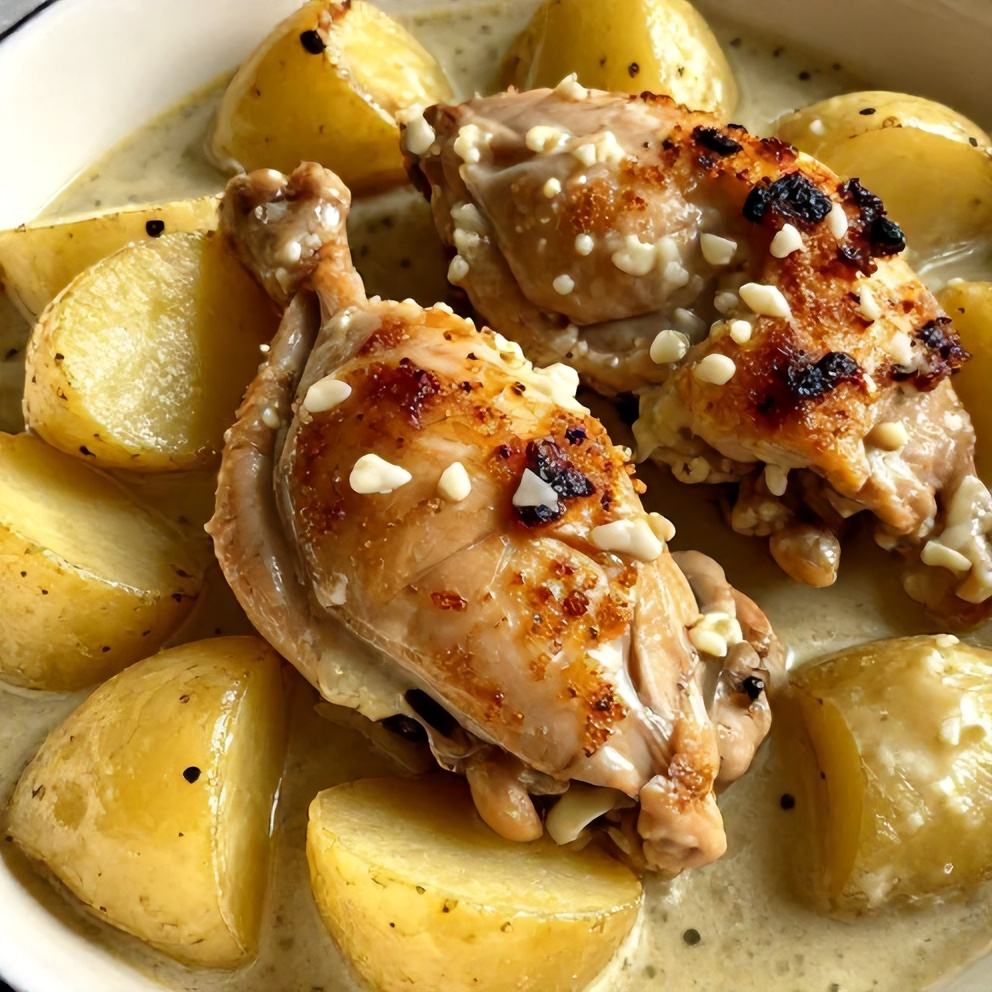crockpot garlic parmesan chicken and potatoes