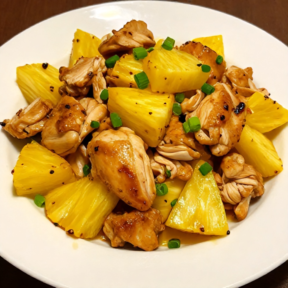 Plated Easy Crockpot Hawaiian Chicken with Pineapple