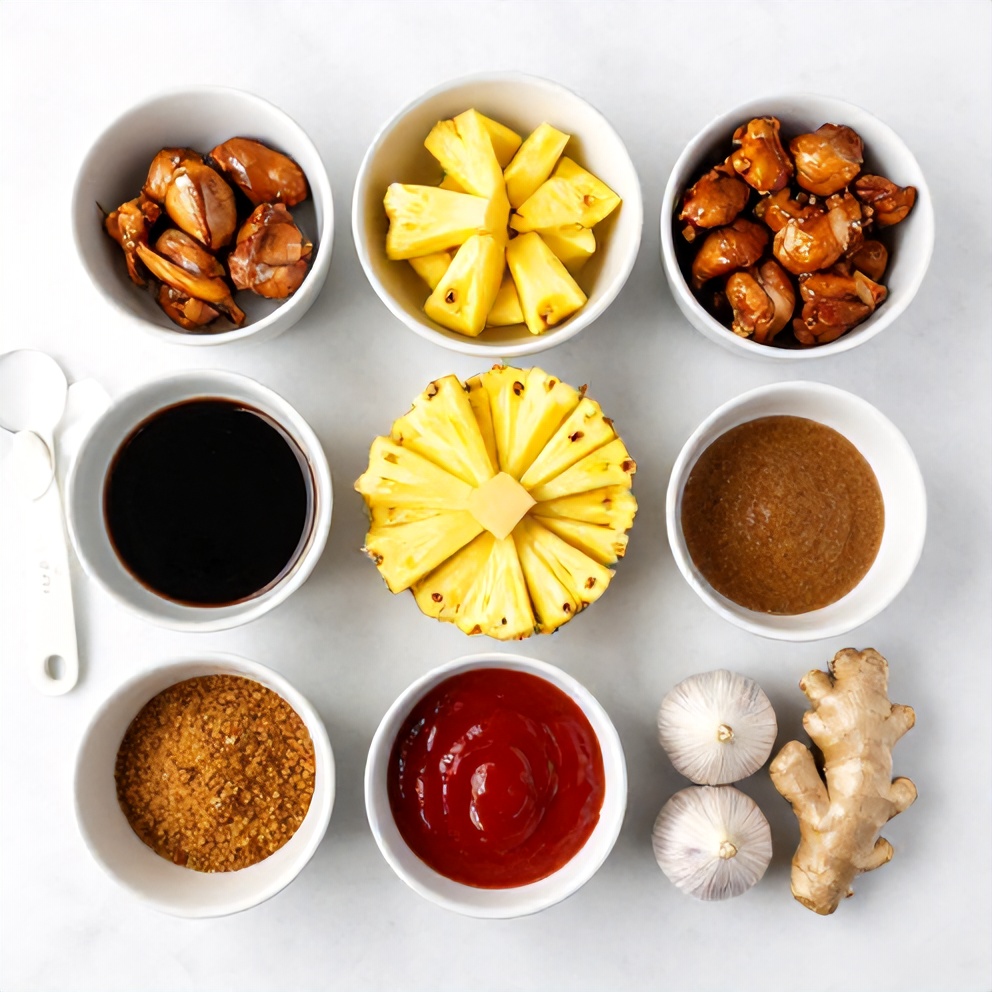 Raw ingredients for Easy Crockpot Hawaiian Chicken with Pineapple