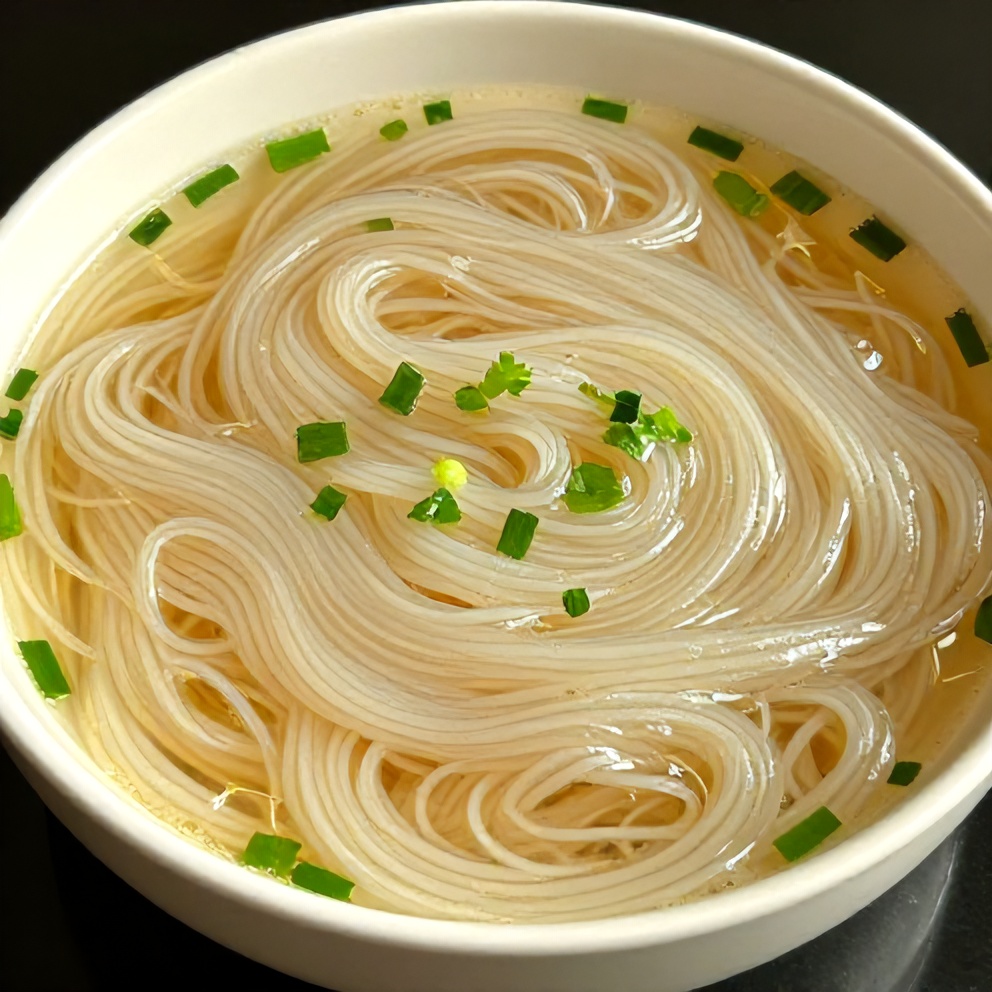 Ginger Garlic Broth with Rice Noodles