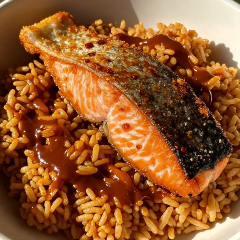 easy gochujang butter salmon rice bowl