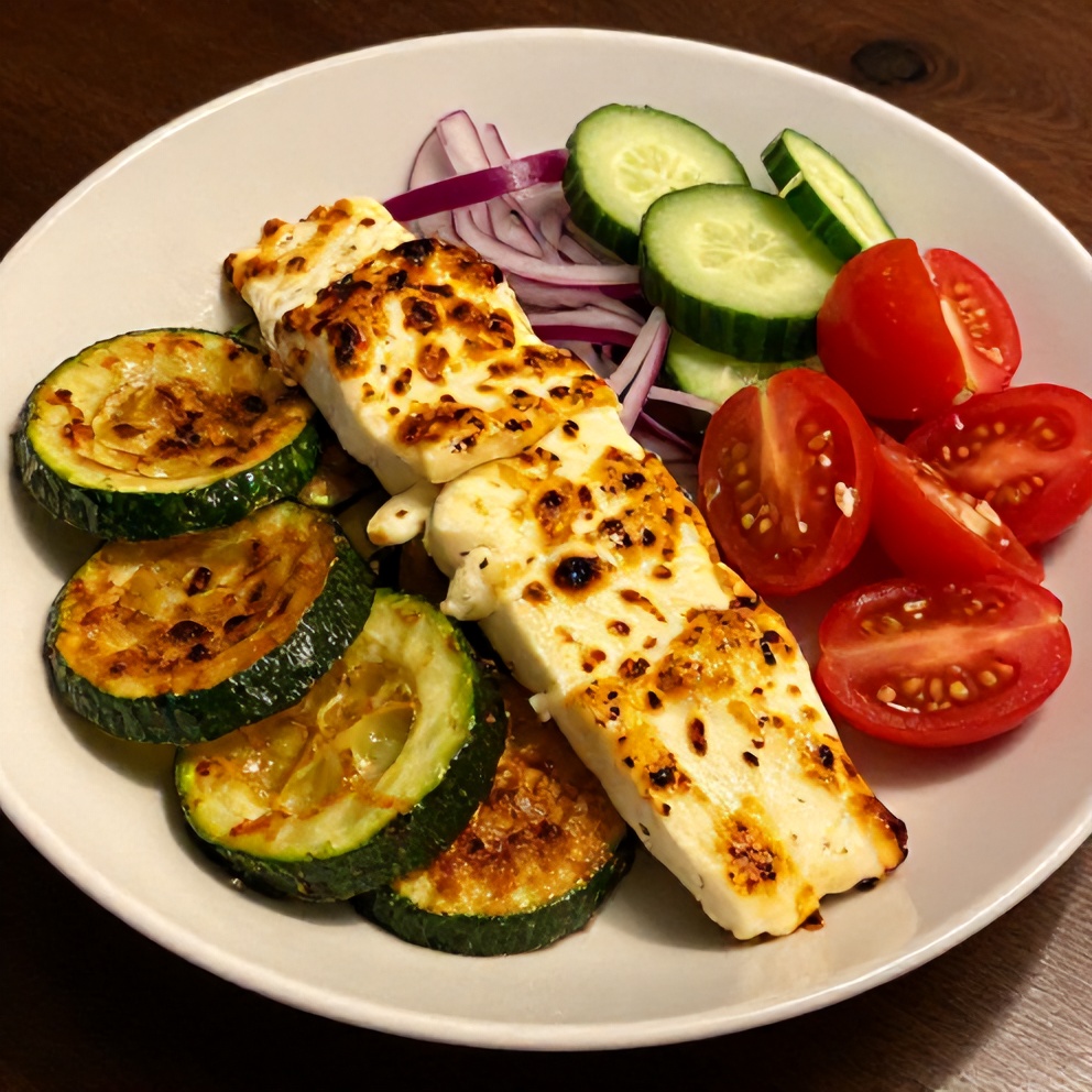 Greek Grain Bowl with Halloumi and Crispy Zucchini