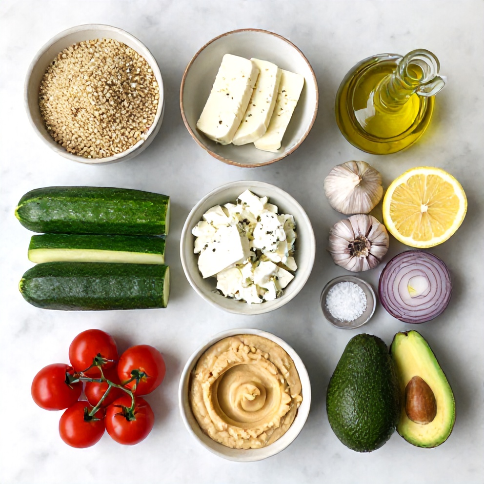 Greek Grain Bowl Ingredients