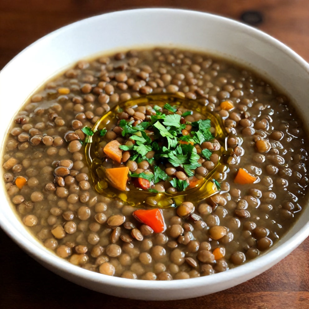 Bowl of Hearty Lentil and Vegetable Soup