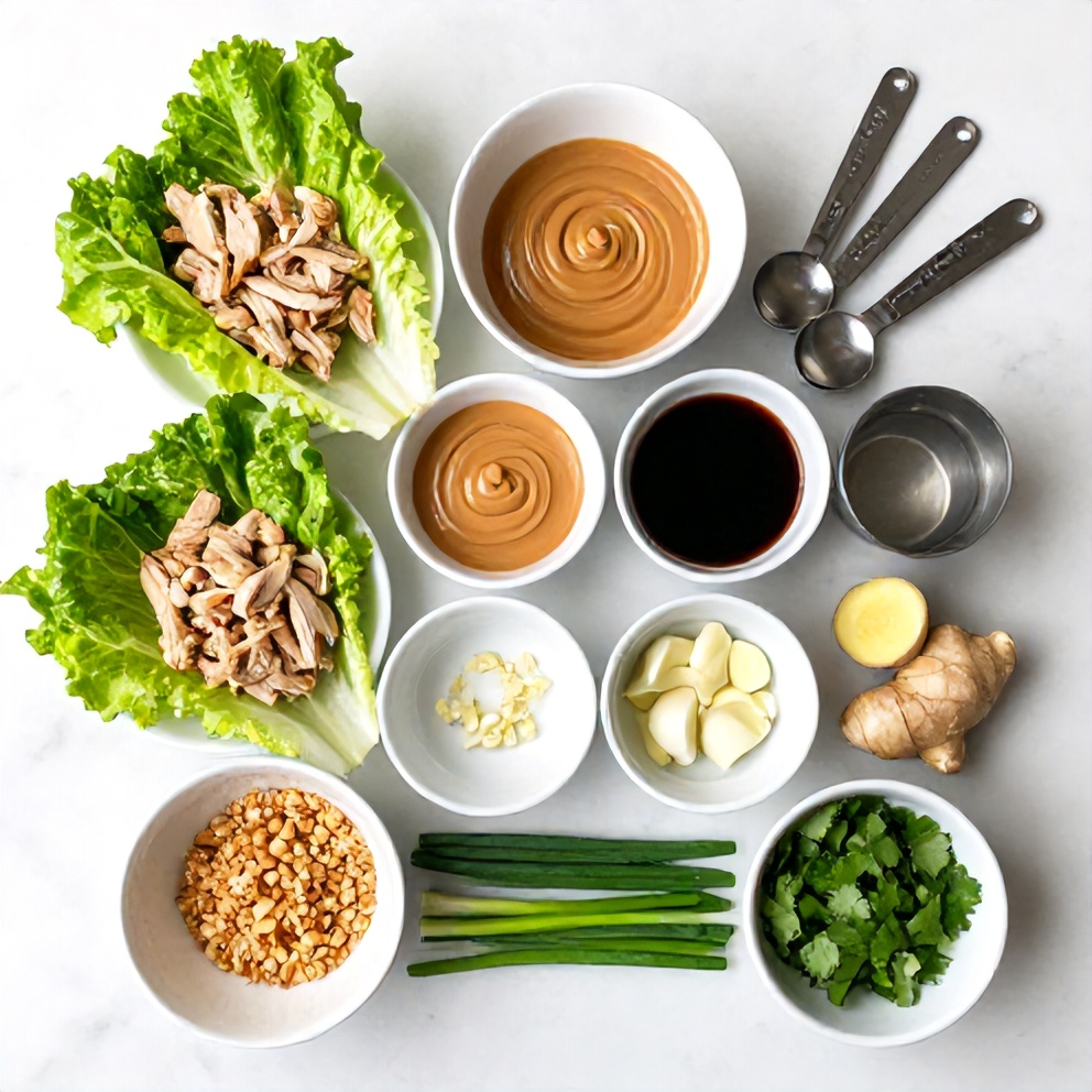 Raw ingredients for chicken lettuce wraps