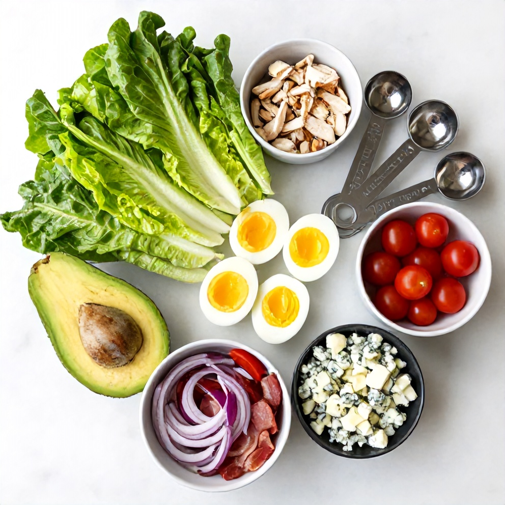 Raw Ingredients for Grilled Chicken Cobb Salad