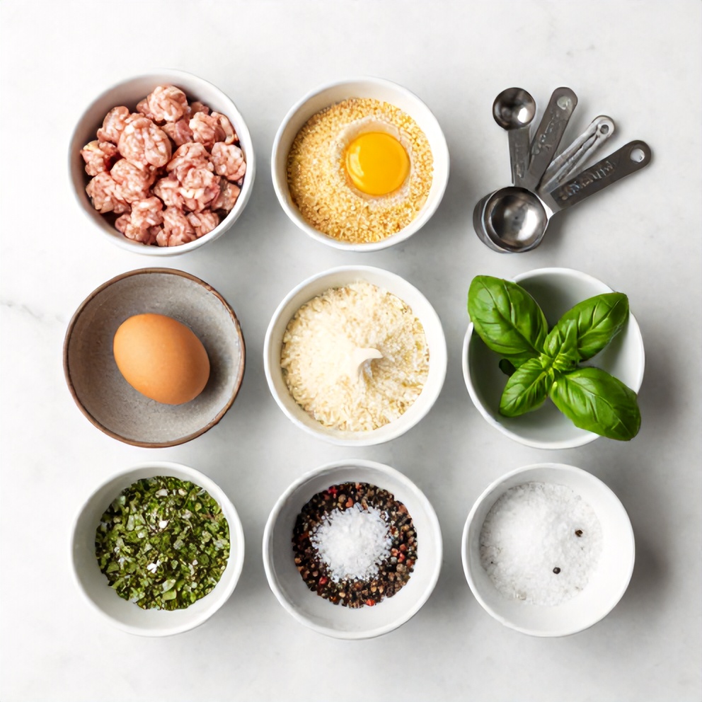 Raw ingredients for turkey meatballs meal prep