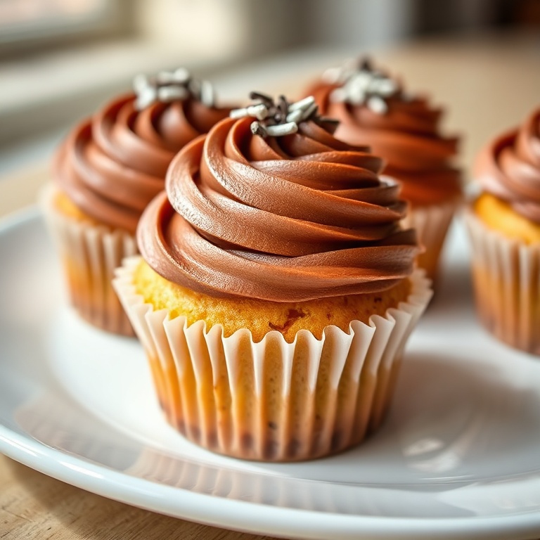 Cupcakes with chocolate buttercream and a sprinkled top
