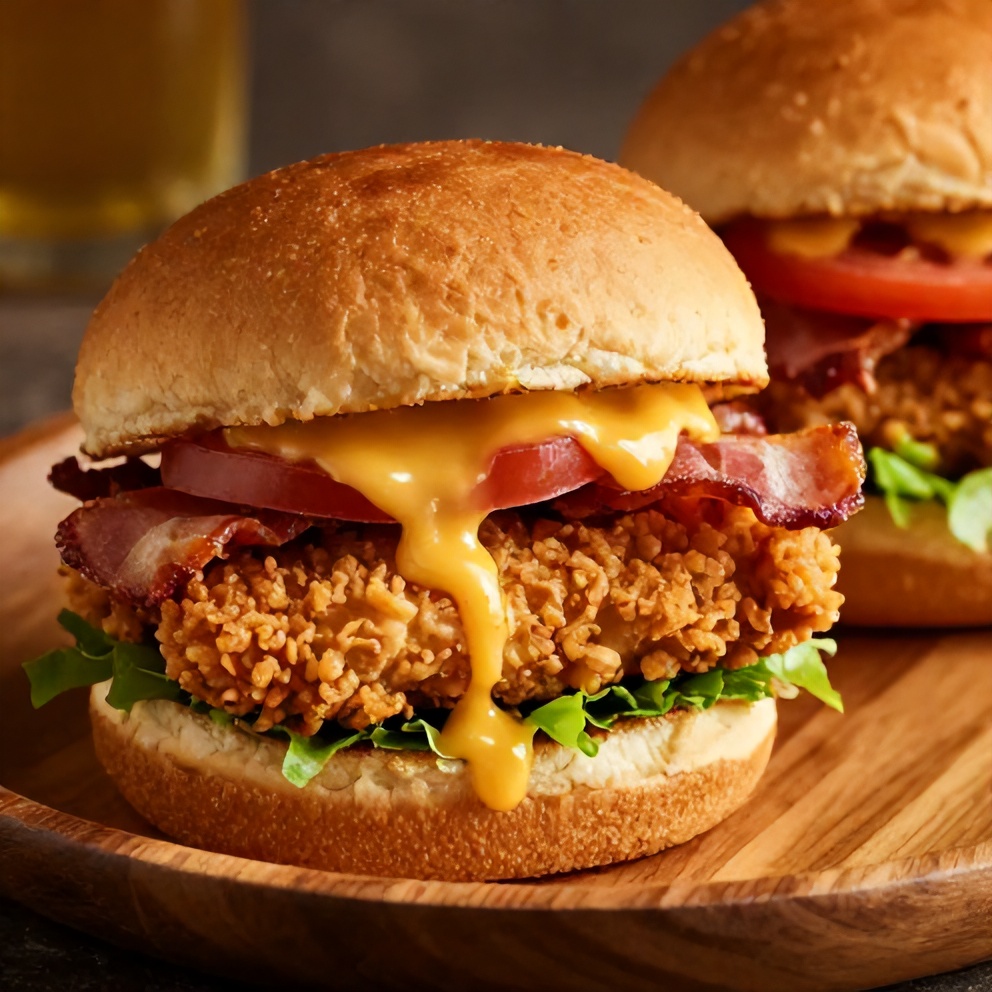 Honey Mustard BLT Chicken Sliders on a wooden plate