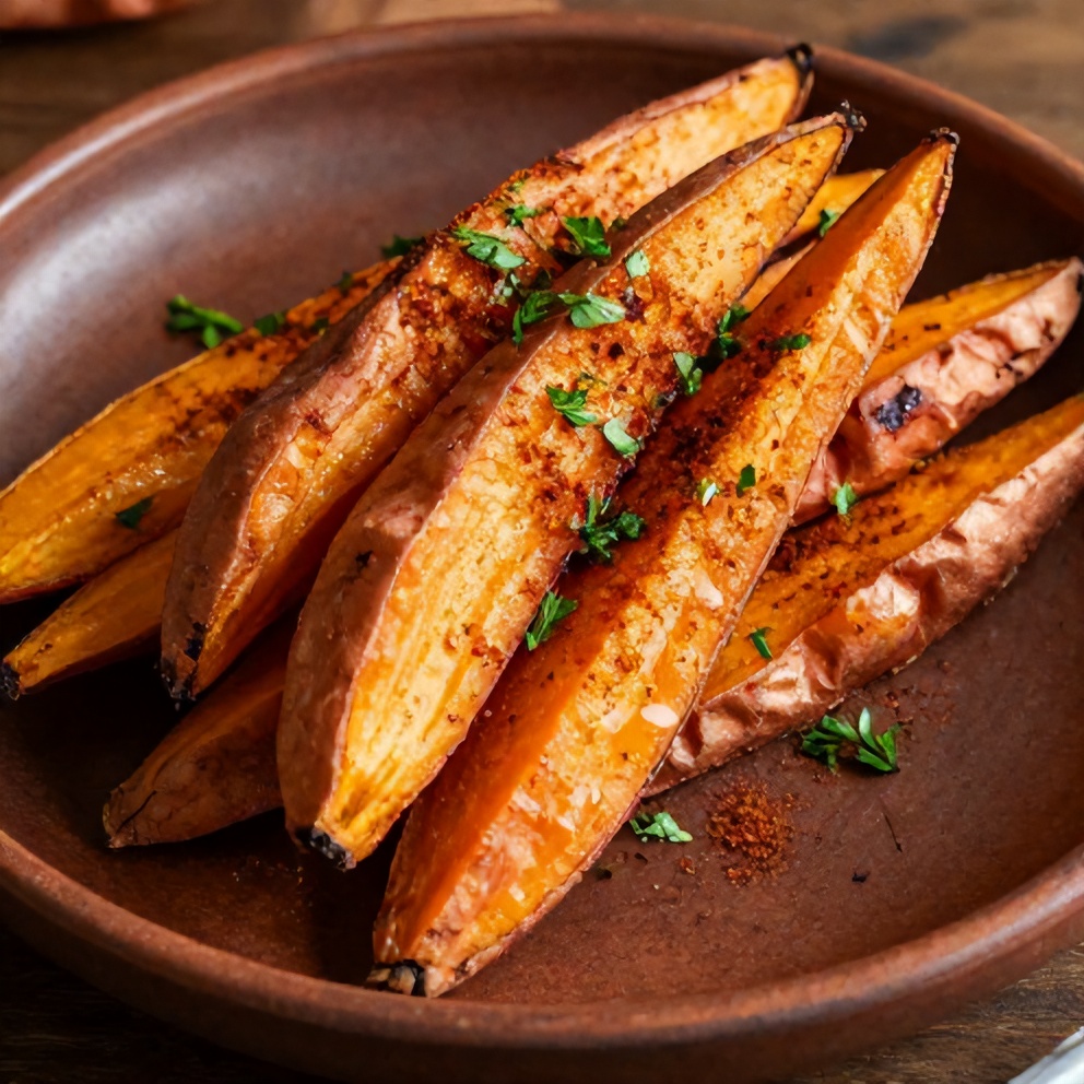 Plated honey roasted sweet potatoes
