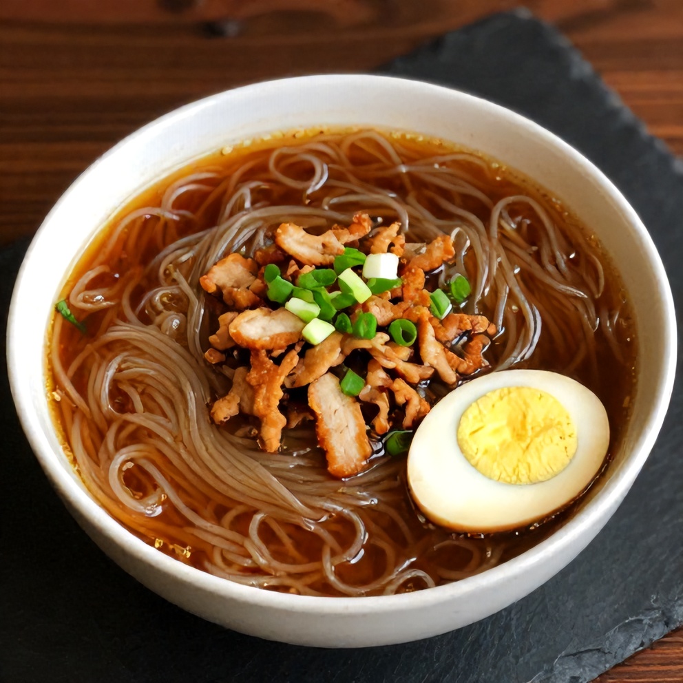 Hot and Sour Noodle Soup with Pork Topping