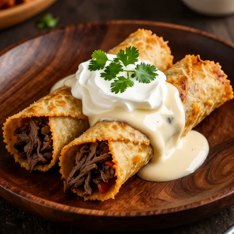 Plated Keto Beef Crunchwraps with Cheesy Sauce
