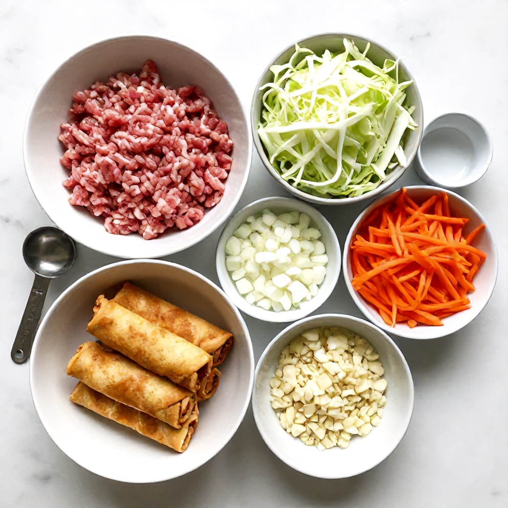 Raw ingredients for Keto Egg Roll in a Bowl