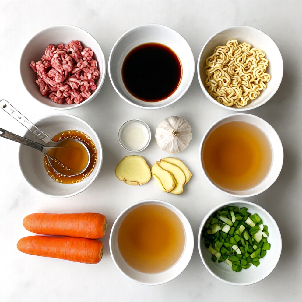 Raw ingredients for Korean Beef Ramen