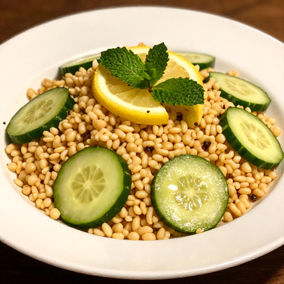 Lemon Cucumber Couscous Salad on a Plate