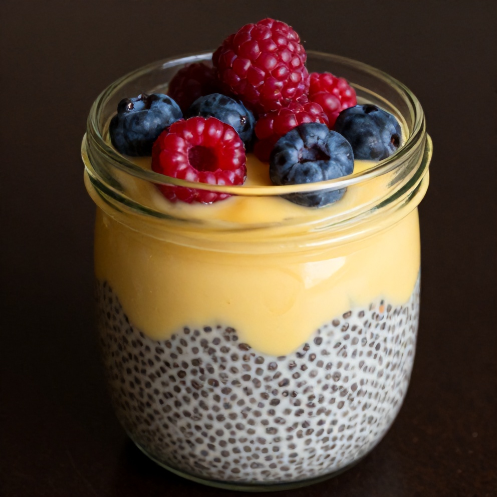 Lemon Curd Chia Pudding with Berries