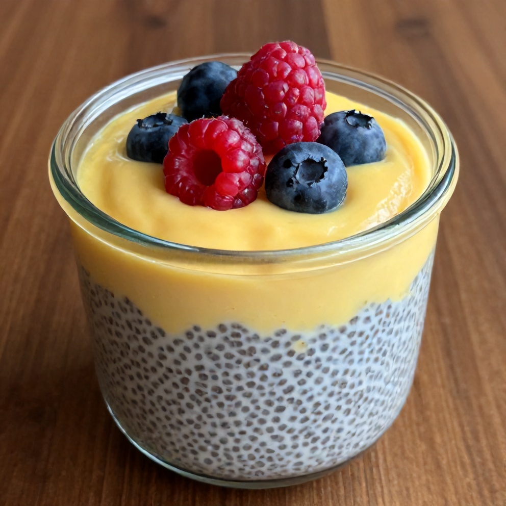 Lemon Curd Chia Pudding with fresh berries