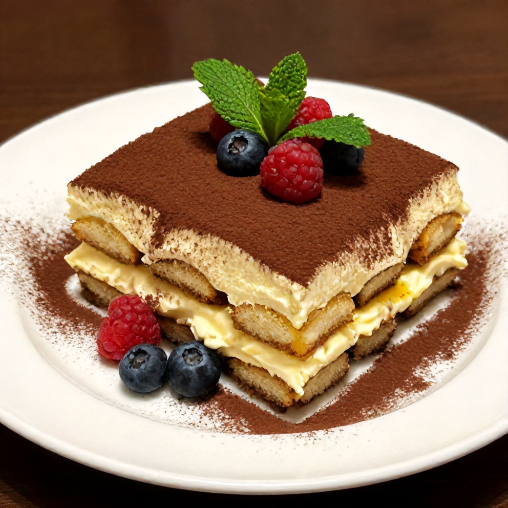 Lemon Tiramisu slice on a small plate