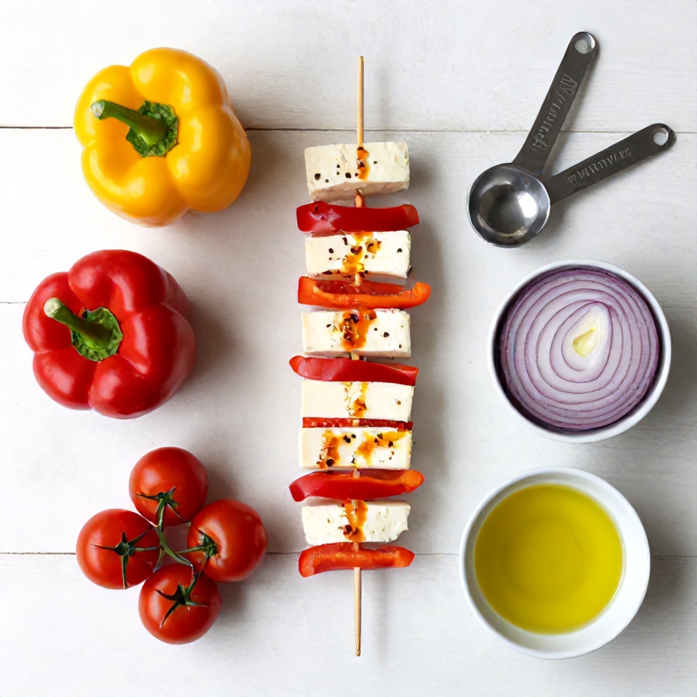Raw Ingredients for Mediterranean Halloumi Skewers