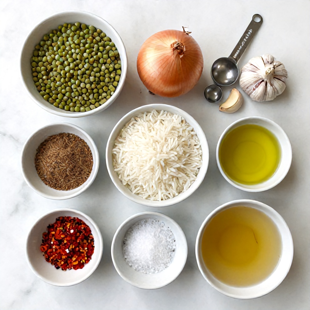 Raw Ingredients for Easy Mujadara Recipe