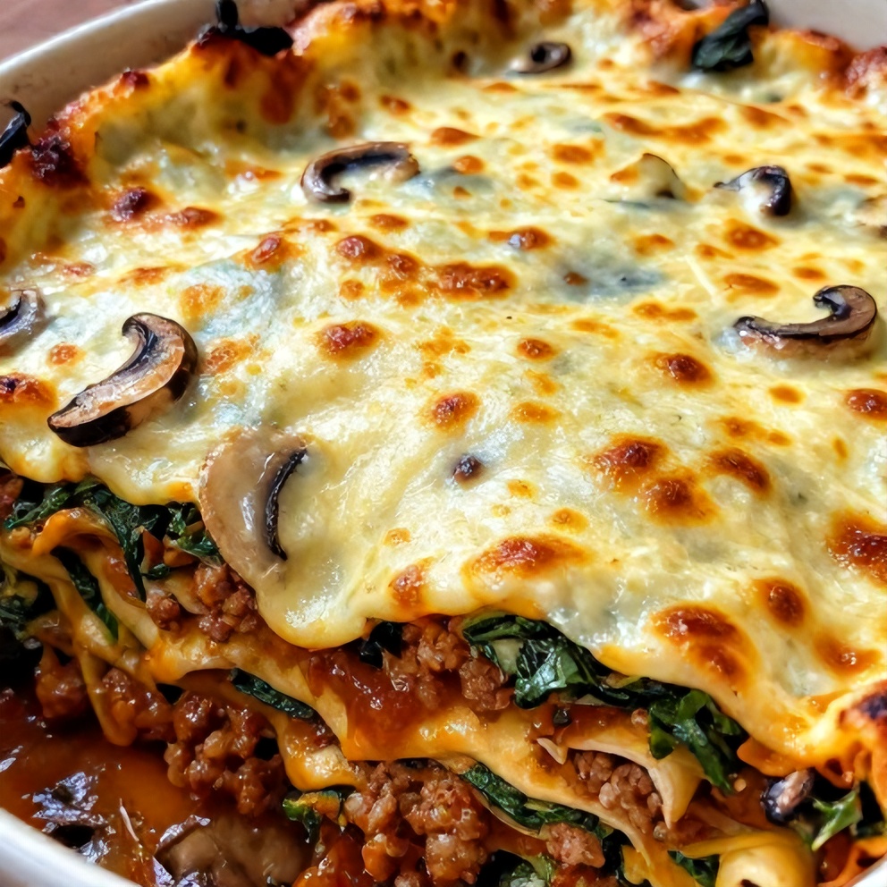 Easy Mushroom Spinach Lasagna