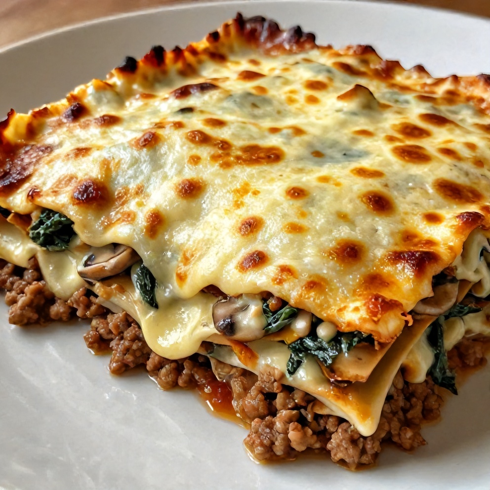 Easy Mushroom Spinach Lasagna