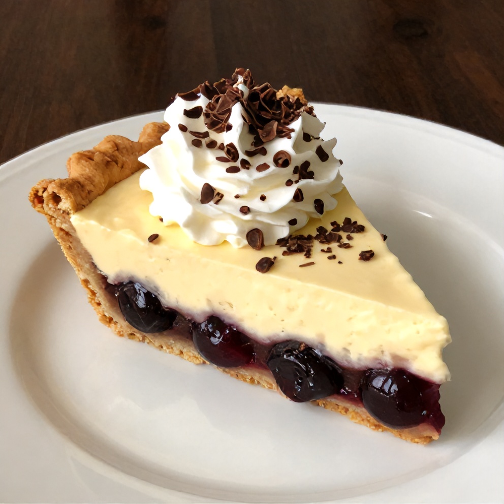 Sliced No-Bake Chocolate Cherry Cream Pie