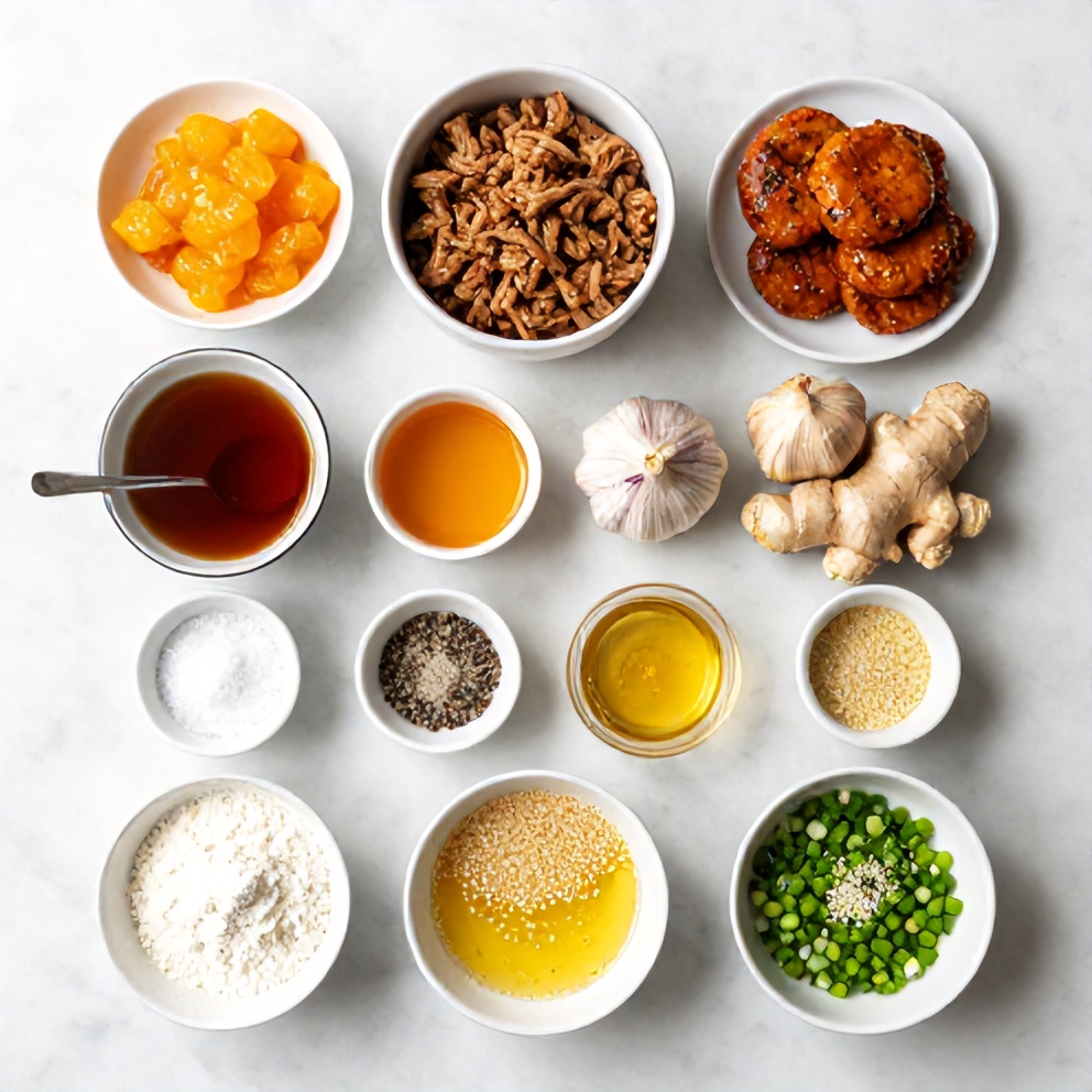 Raw ingredients for Orange Teriyaki Turkey Medallions