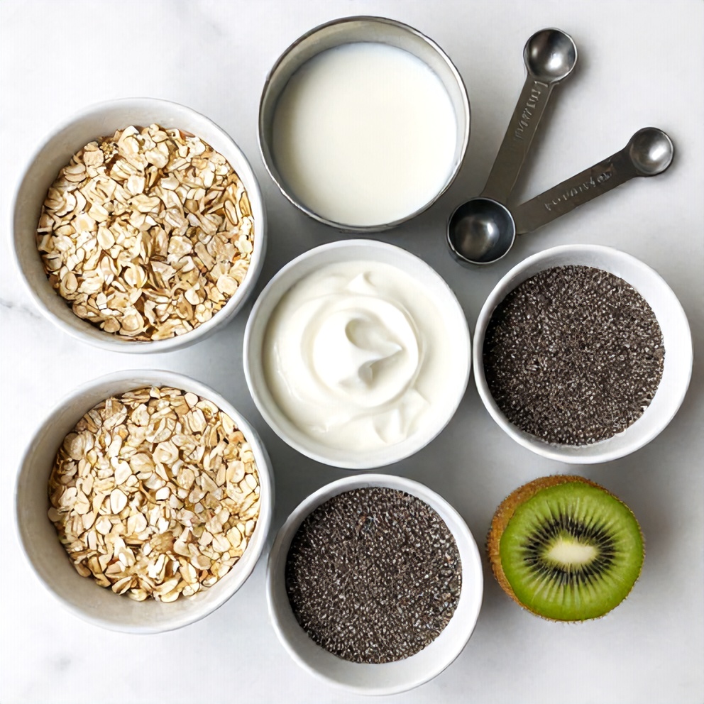 Ingredients for Overnight Oats with Kiwi and Chia Seeds
