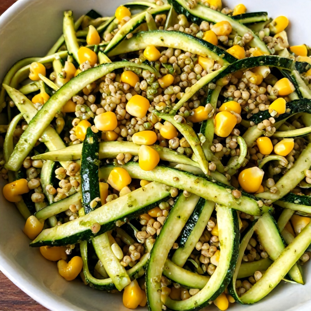 Easy Pesto Zucchini Corn Quinoa Salad