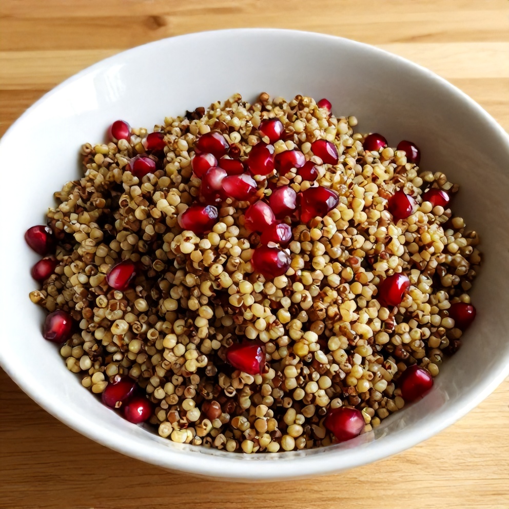 Quinoa Tabbouleh Salad served in a bowl with a lemon wedge