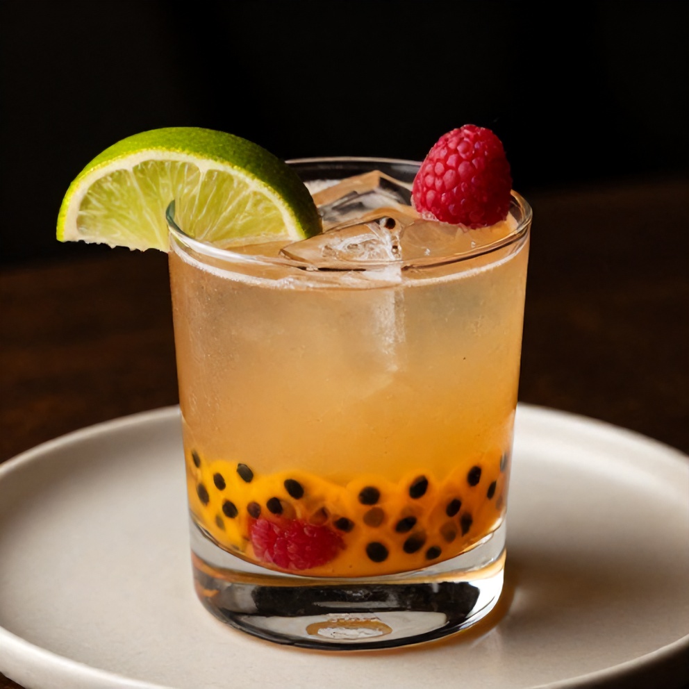 Raspberry Passionfruit Tequila Sour Cocktail in Glass