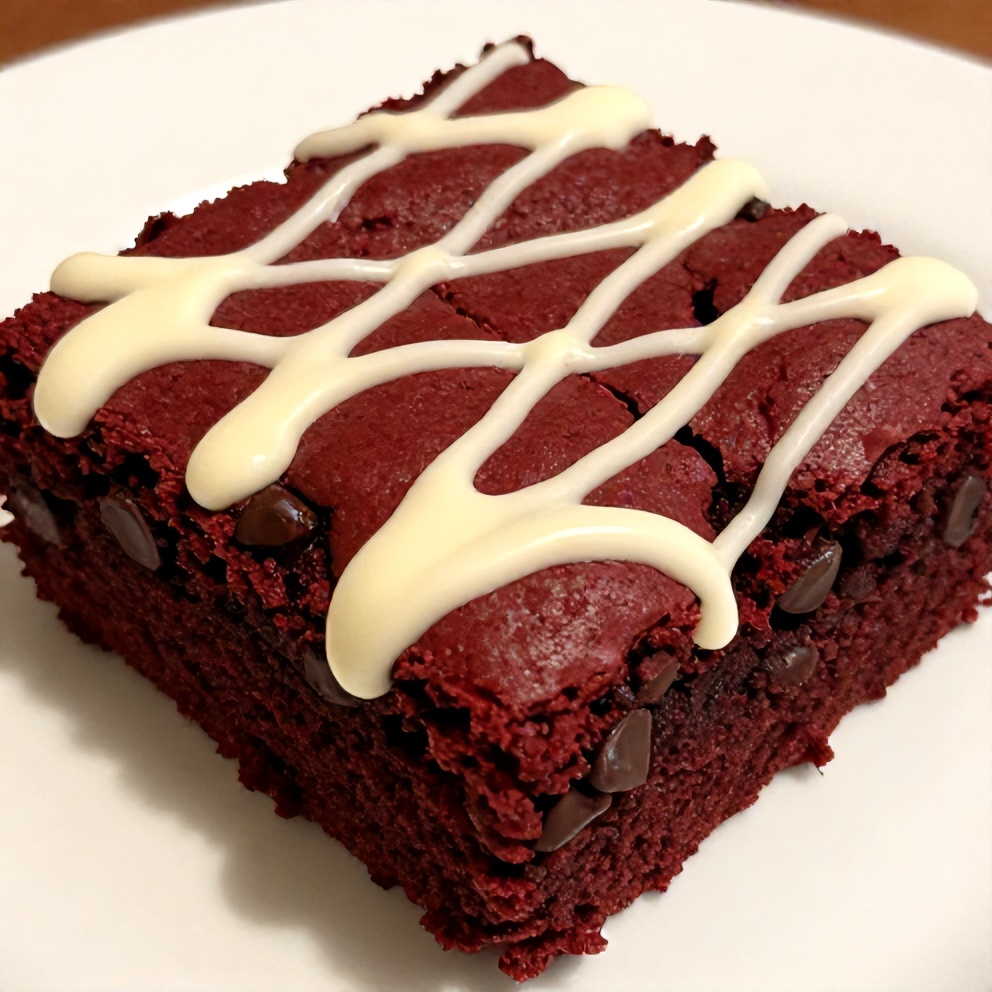 Red Velvet Brownies with White Chocolate Drizzle