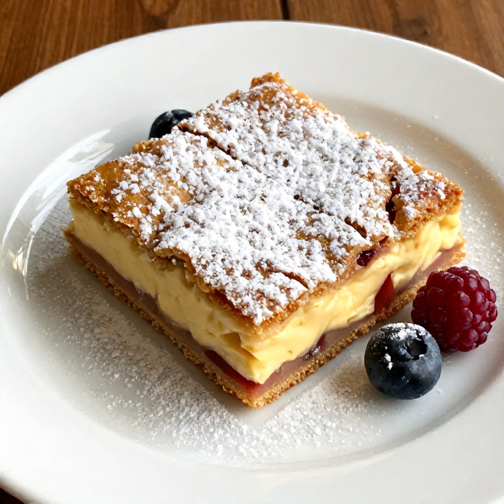 Baked Rhubarb Cream Cheese Bars on a serving plate