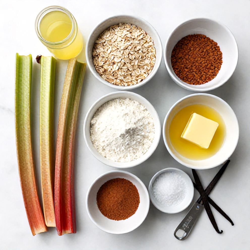 Raw ingredients for Easy Rhubarb Crisp