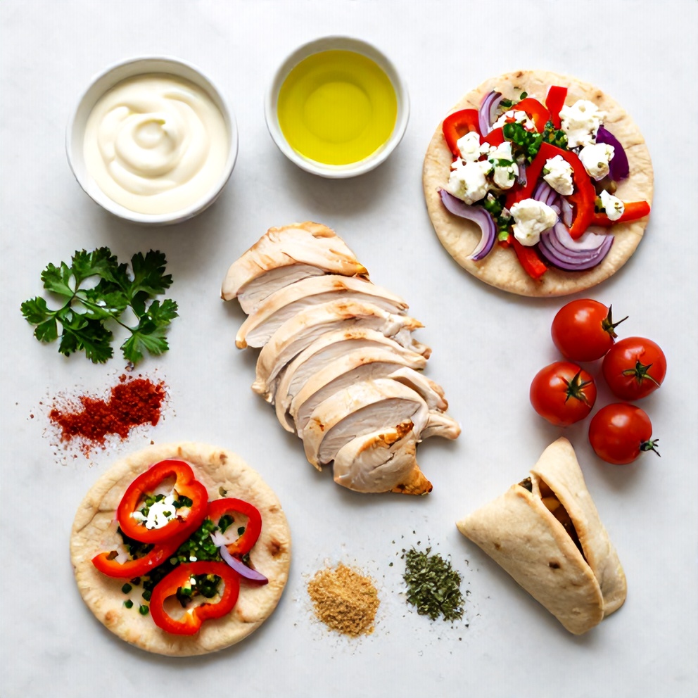 Raw Ingredients for Sheet Pan Chicken Pitas