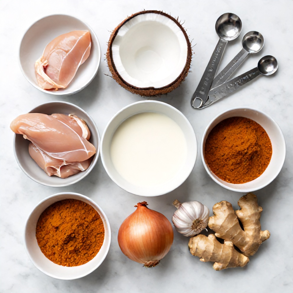 Raw Ingredients for Slow Cooker Chicken Curry