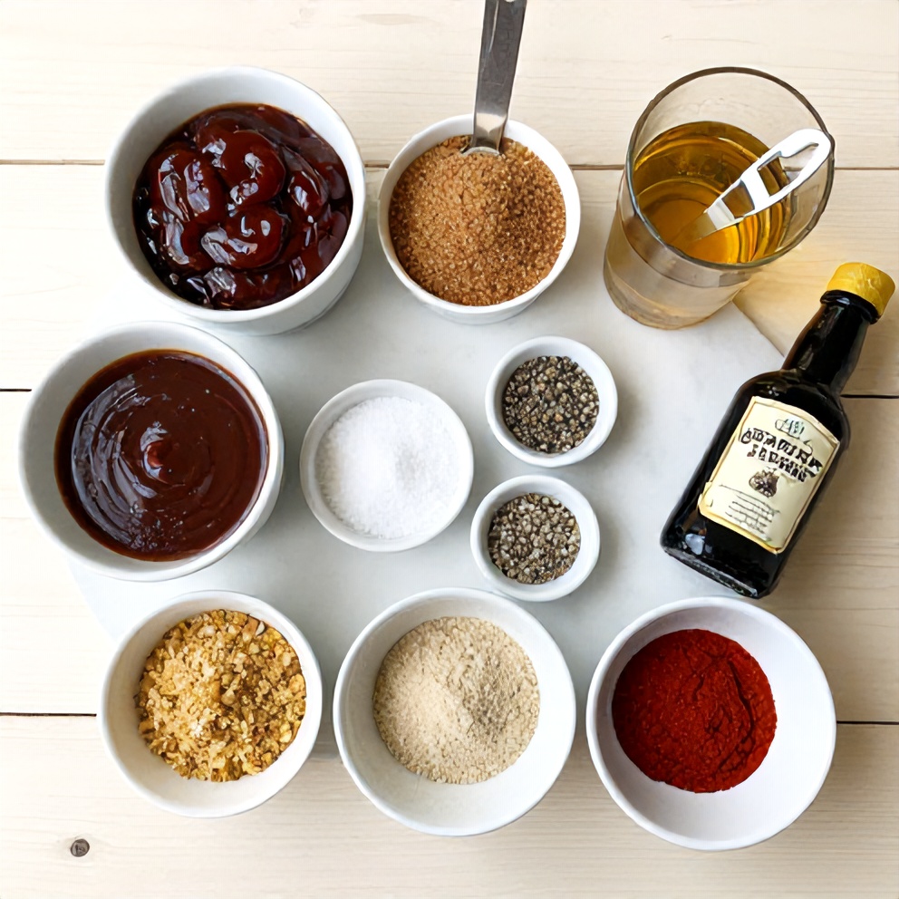 Raw ingredients for Little Smokies in BBQ Sauce