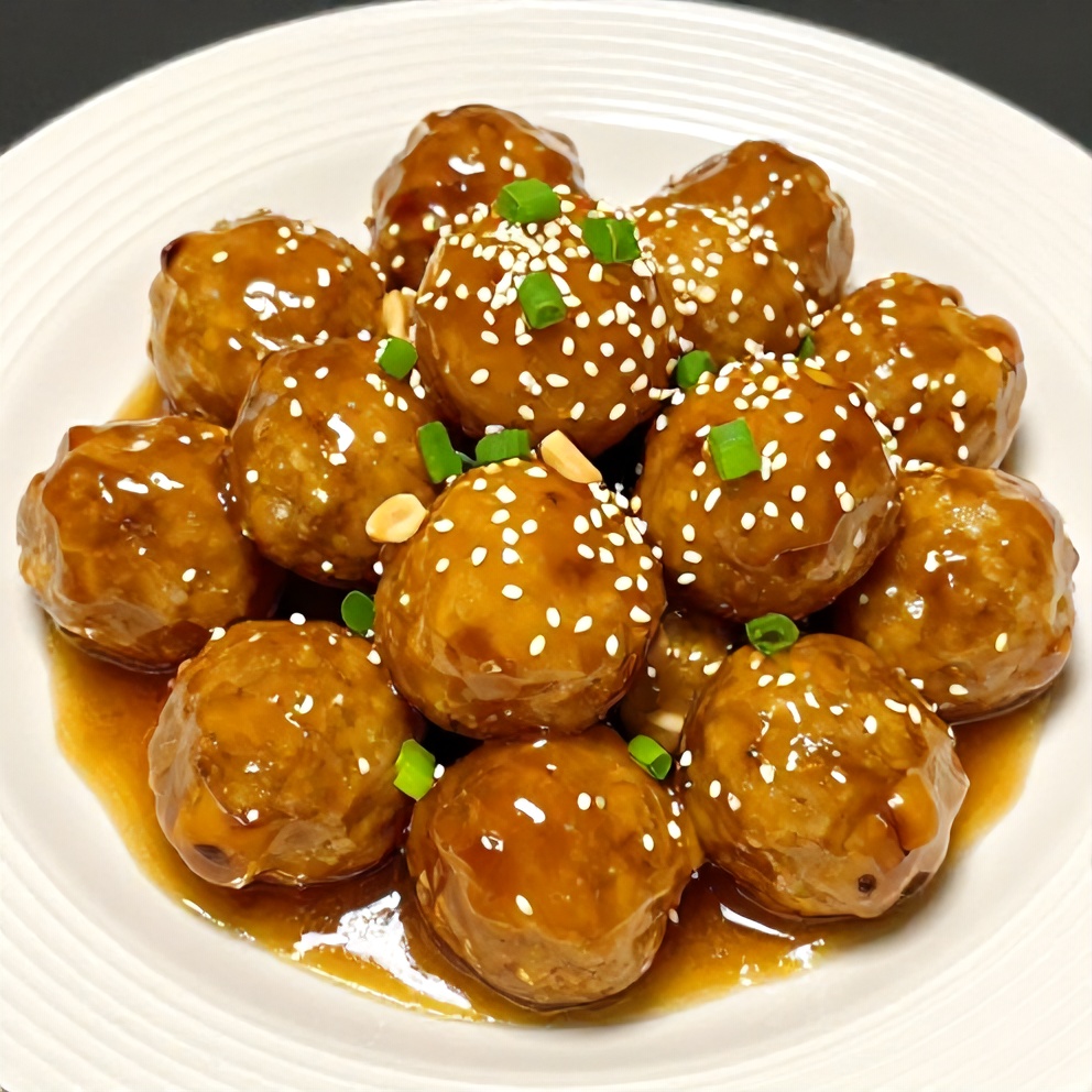 Plated Sweet and Sour Meatballs