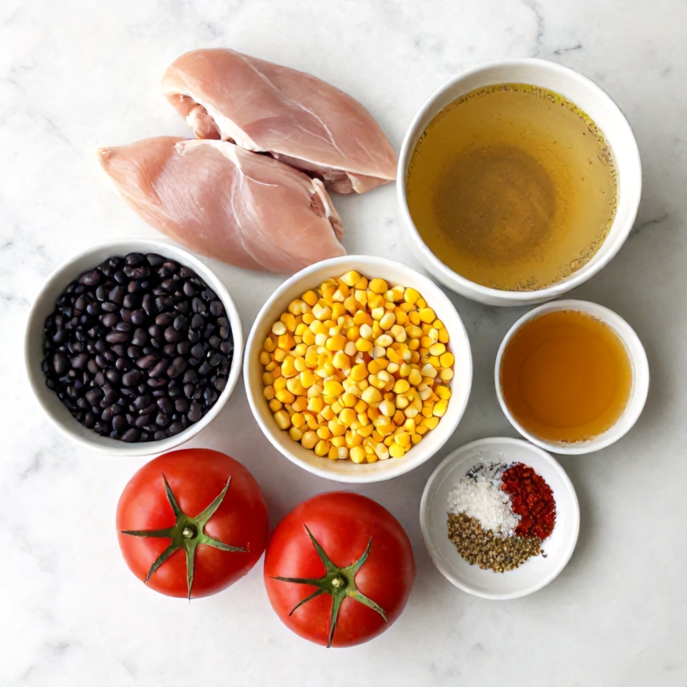 Ingredients for Southwest Chicken Soup laid out