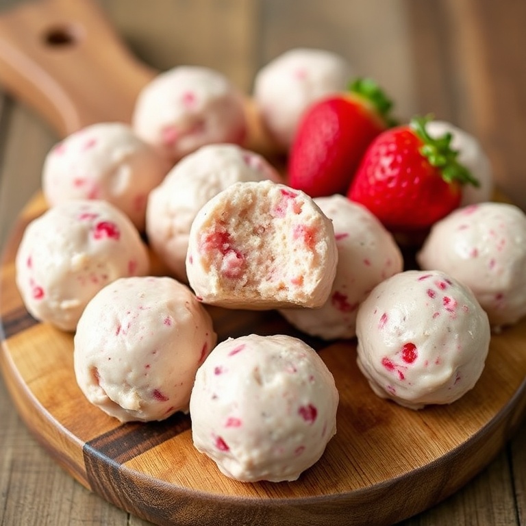 Easy Strawberry Cheesecake Protein Balls