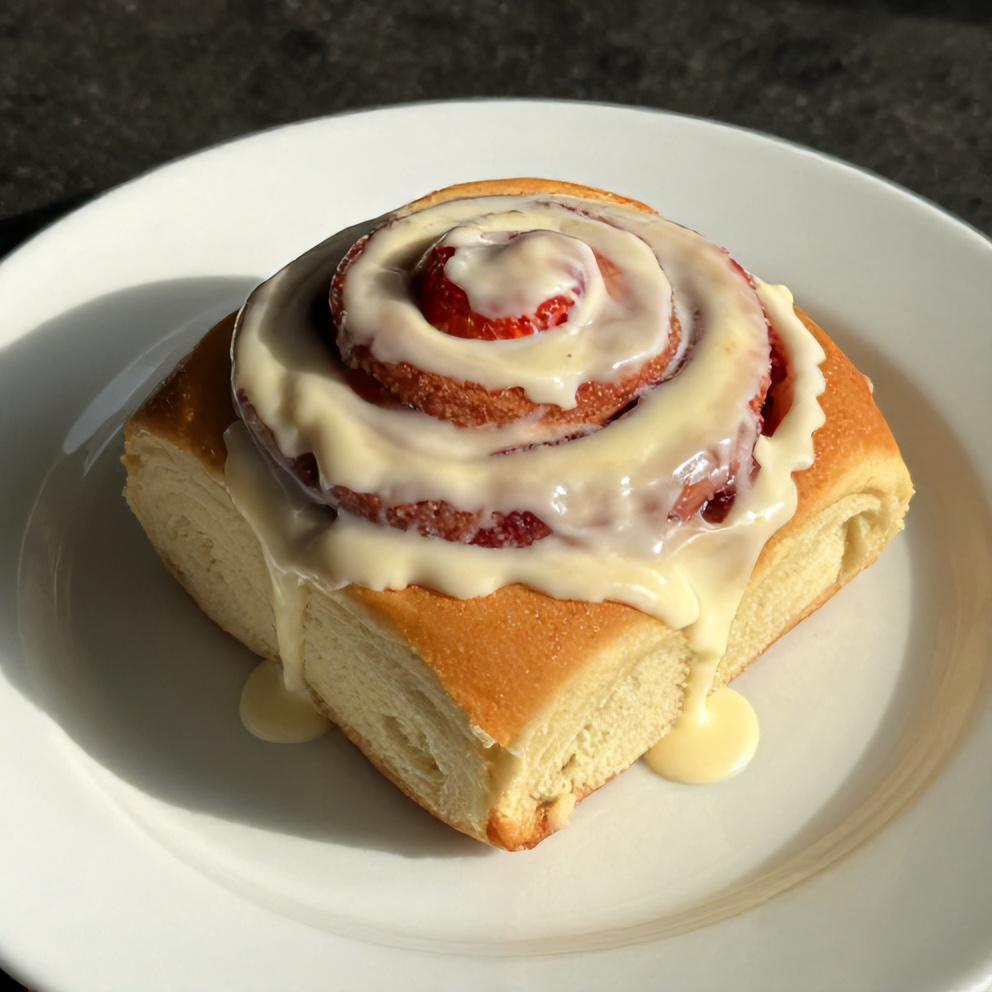 Strawberry Cinnamon Rolls with Cream Cheese Glaze