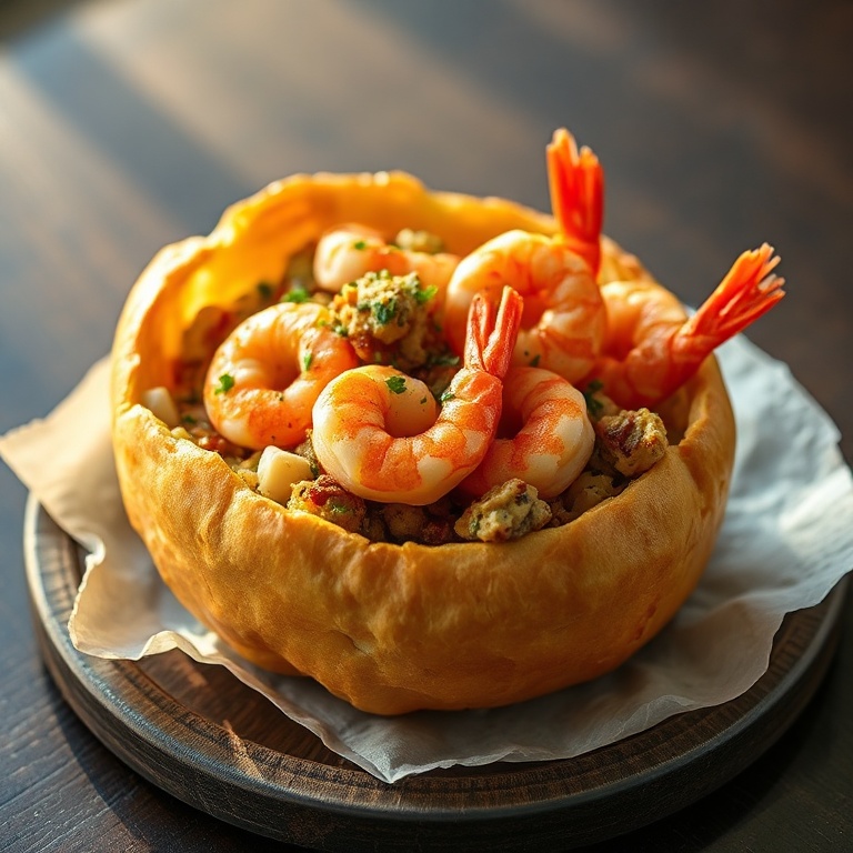 Easy Stuffed Seafood Bread Bowl