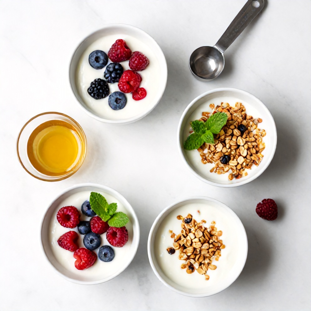 Fresh Berries, Greek Yogurt, Honey, Granola, and Mint Leaves for Easy Summer Yogurt Parfait