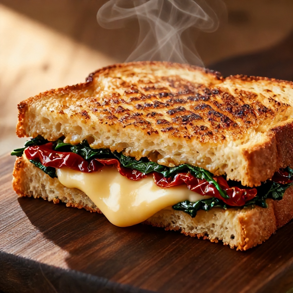 Easy Sun-Dried Tomato Spinach Grilled Cheese