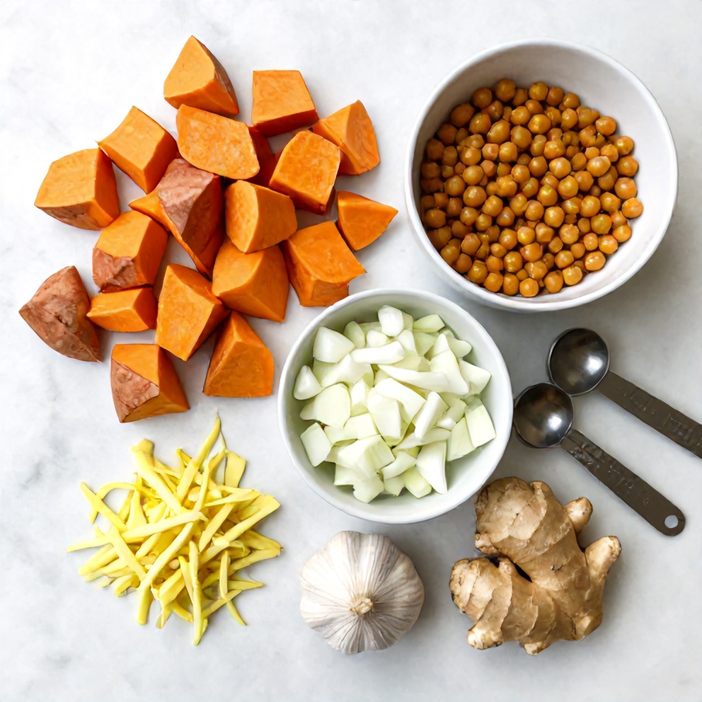 Easy Sweet Potato Chickpea Curry Ingredients