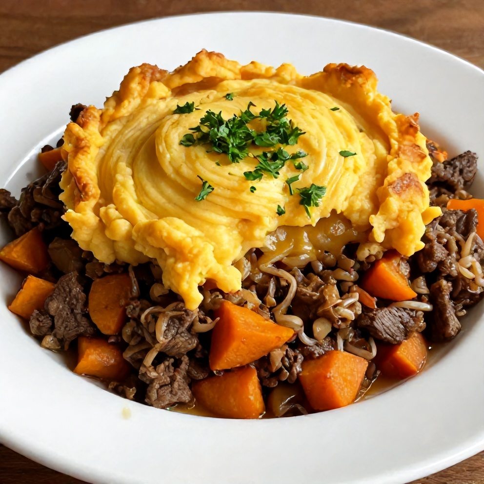 Sweet Potato Shepherd's Pie on a white plate