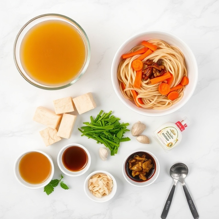 Raw vegan ramen ingredients flat lay