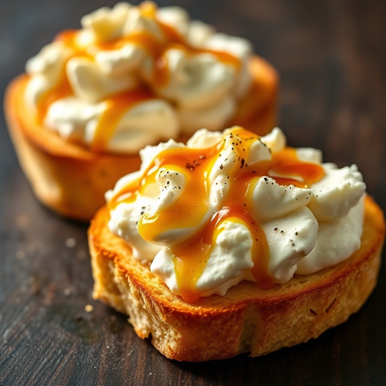 easy whipped feta crostini