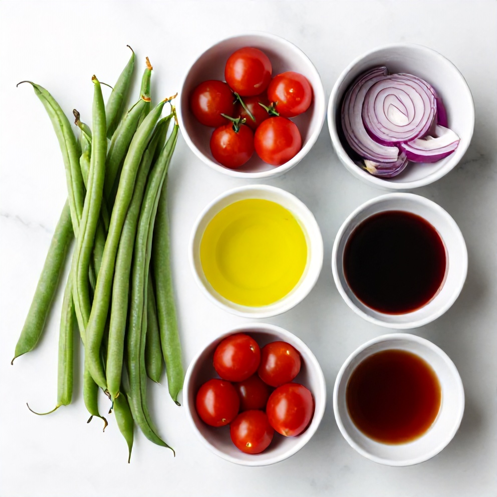 Raw Ingredients for Fresh Green Bean and Tomato Salad